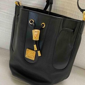 HCL Black Leather Bucket Bag